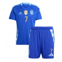 Camisa de Futebol Argentina Rodrigo De Paul #7 Equipamento Secundário Infantil Copa America 2024 Manga Curta (+ Calças curtas)